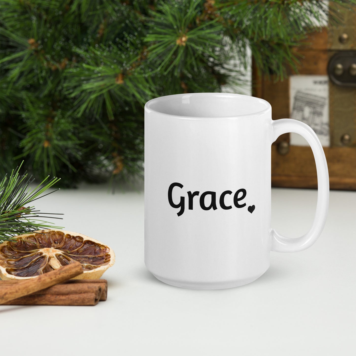 Grace Heart - White Glossy Mug 11oz 15oz 20oz